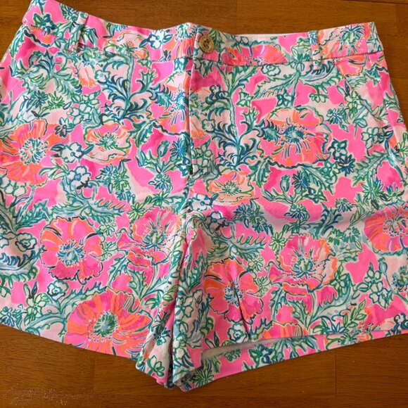 Lilly Pulitzer Soleil Pink Perfect Poppy 5" Gretchen High Rise Stretch Short, 14 - Picture 2 of 7